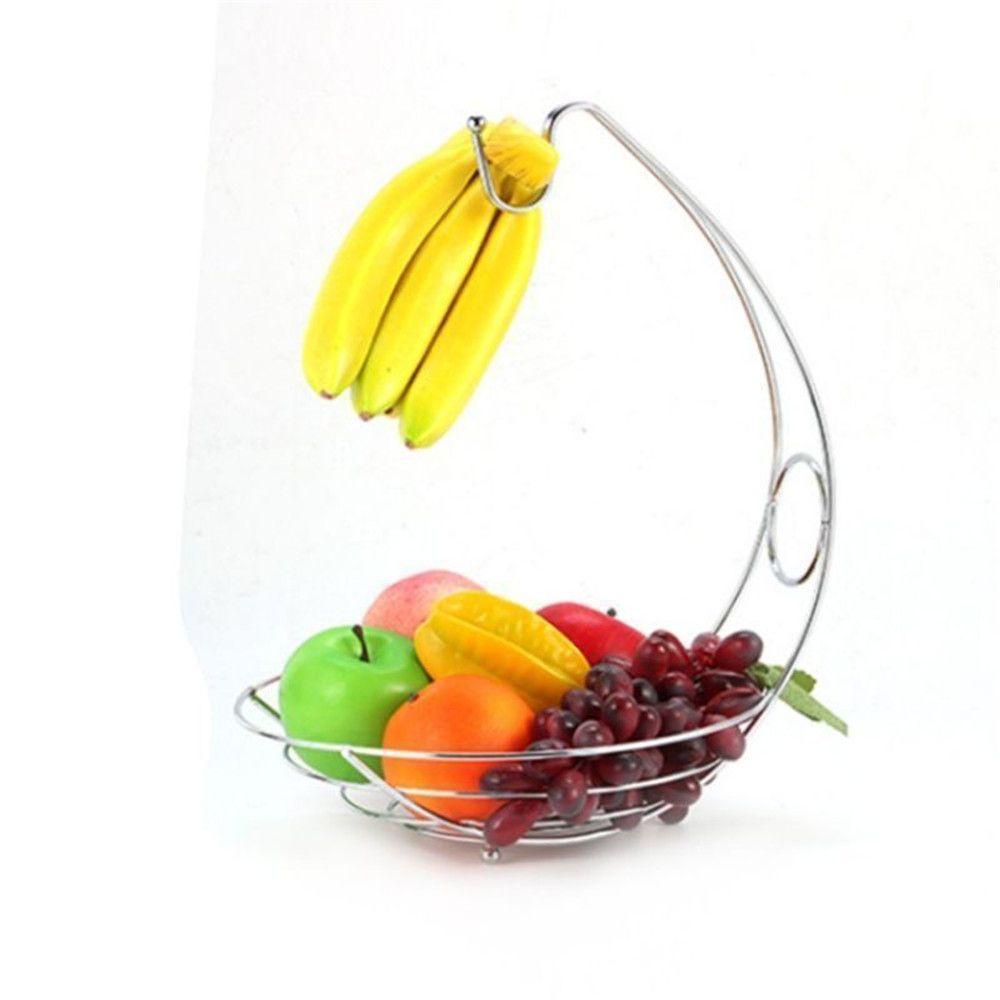 TOP Keranjang Buah Metal Drain Storage Basket Banana Hanger Rak Keranjang Penyimpanan Buah