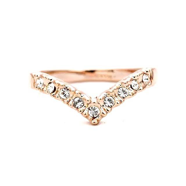 Cincin V Shape Zircon Mata Berlian Rose Gold