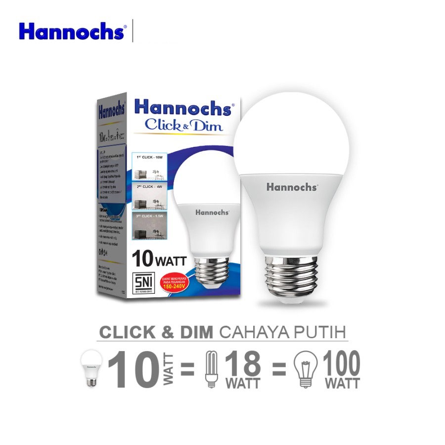 Hannochs Lampu LED Click &amp; Dim 10 watt - 3 tingkat kecerahan