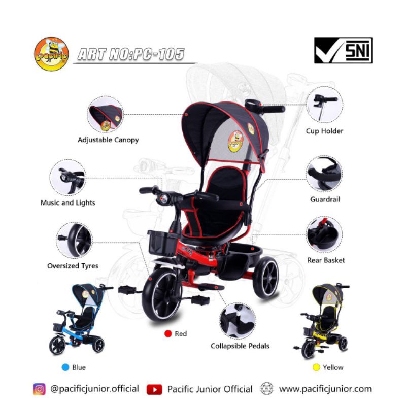 Sepeda anak roda tiga Pacific 105