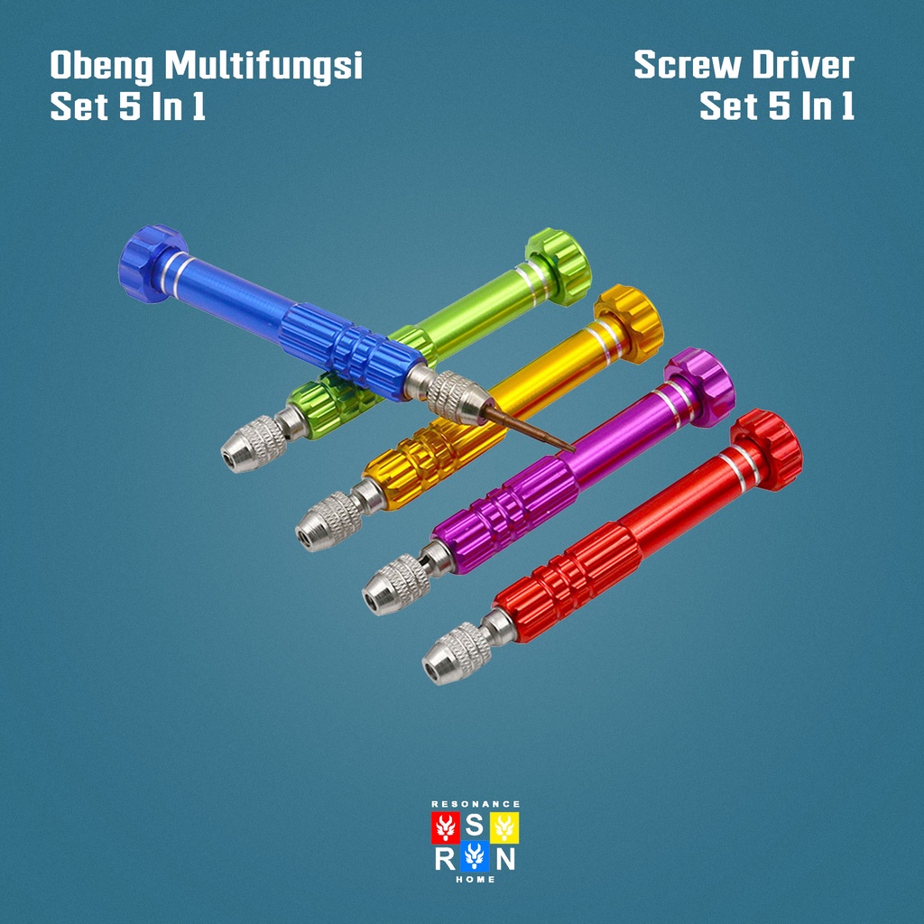 Obeng Set  5 in 1 Multifungsi Reparasi Handphone Laptop Elektronik Mini Screwdriver Resonance Home