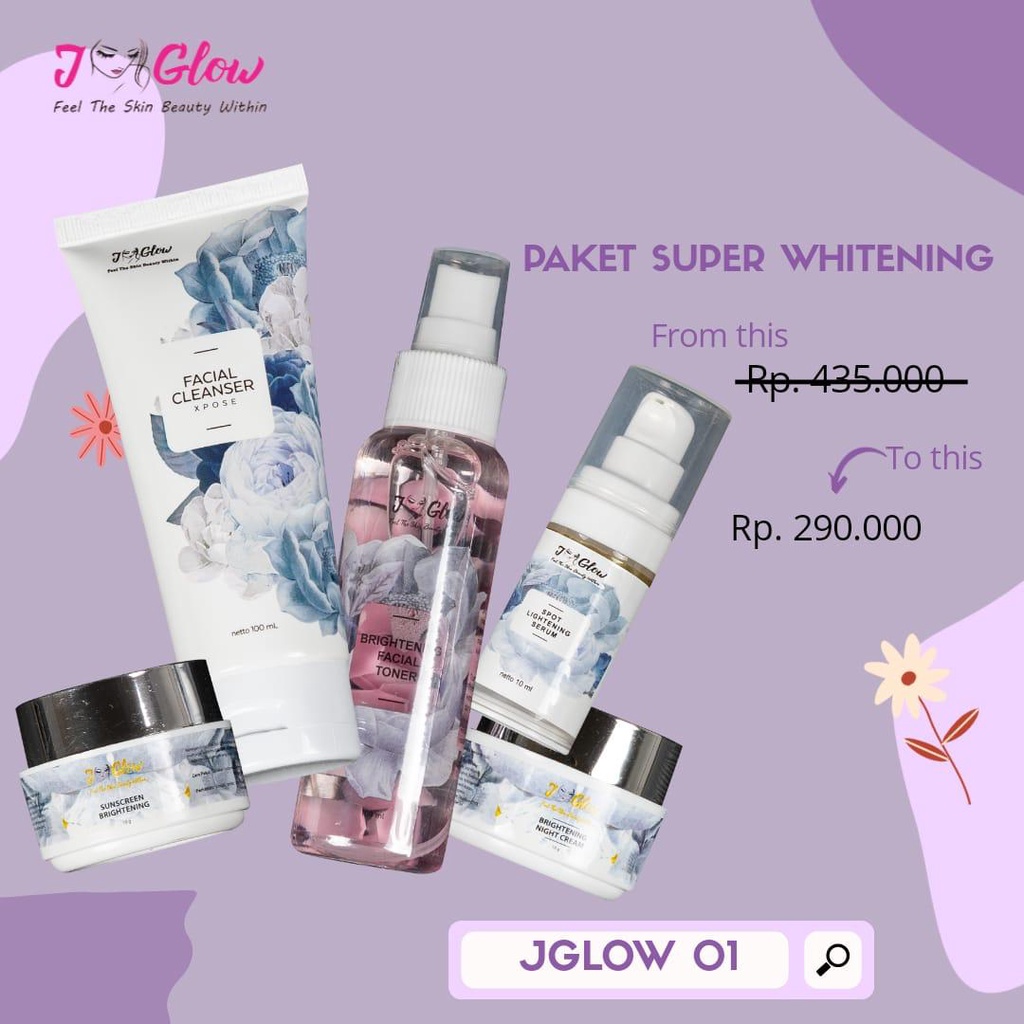 Jglow Skincare Paket Super Whitening Cream Glowing BPOM Original