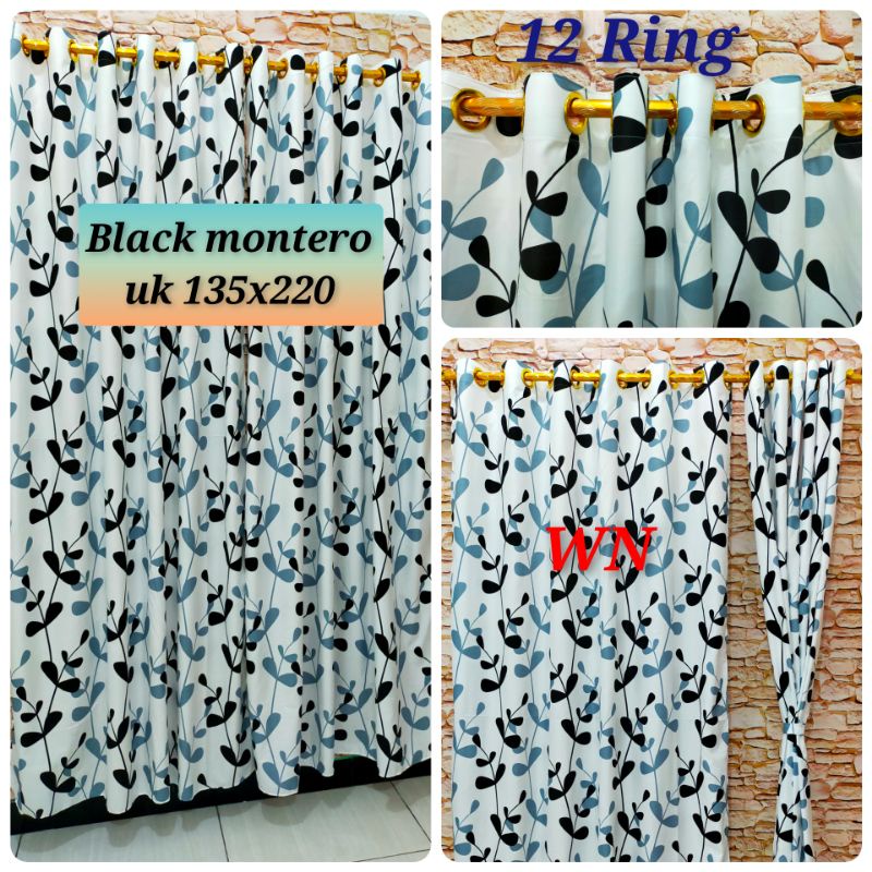 Waty grosir Tirai Gorden Cantik Pintu dan Jendela Panjang Kain Gorden Microfiber 12 Lubang Ring Smokering Grosir