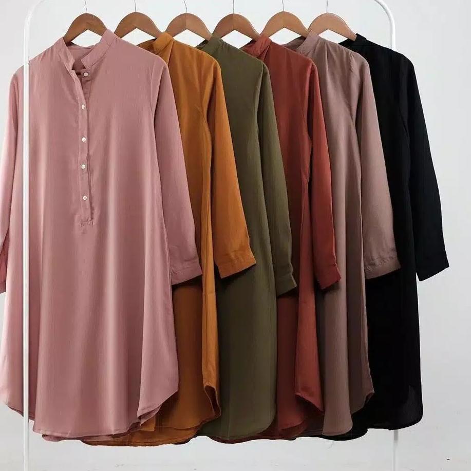 Promo besar--BRILIE TUNIK – BAJU ATASAN POLOS WANITA TERBARU LENGAN PANJANG – ATASAN WANITA BLOUSE –