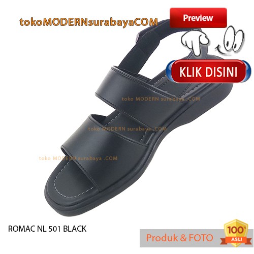 ROMAC NL 501 BLACK Sandal Pria Casual Sopan Slide Flip Flop