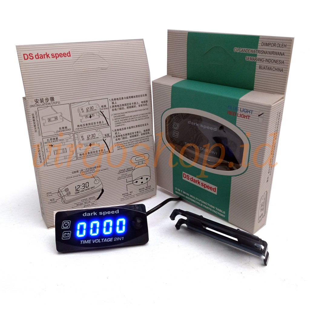 Dark Speed Volt Meter Plus Jam Digital 2 IN 1 - Volt Meter Pengukur Tegangan Aki Motor