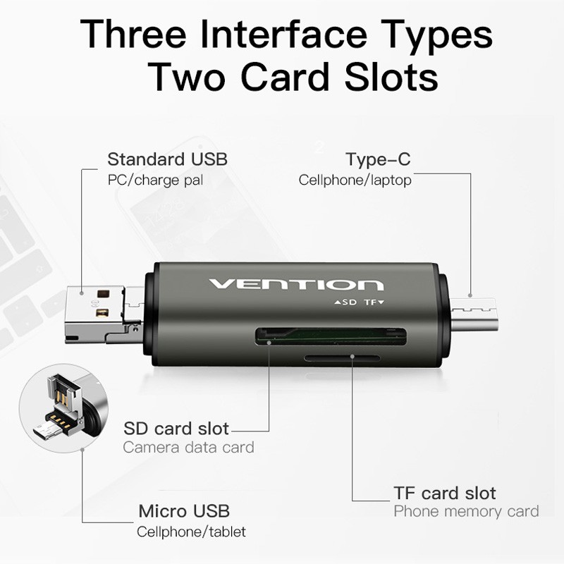 CARD READER VENTION USB 3.0 MULTI FUNCTION CCHH0 TYPE C