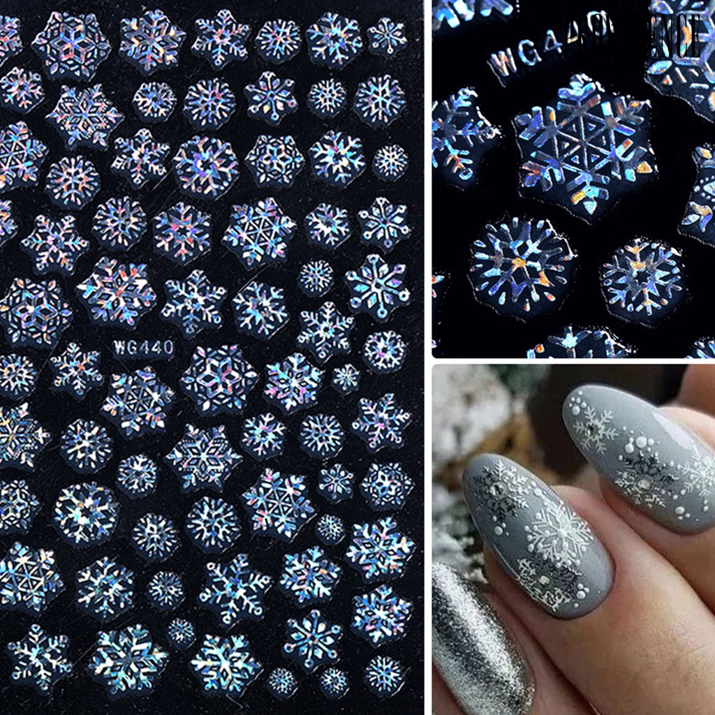 Stiker Kuku Motif Snowflake Natal Untuk Manicure Charms