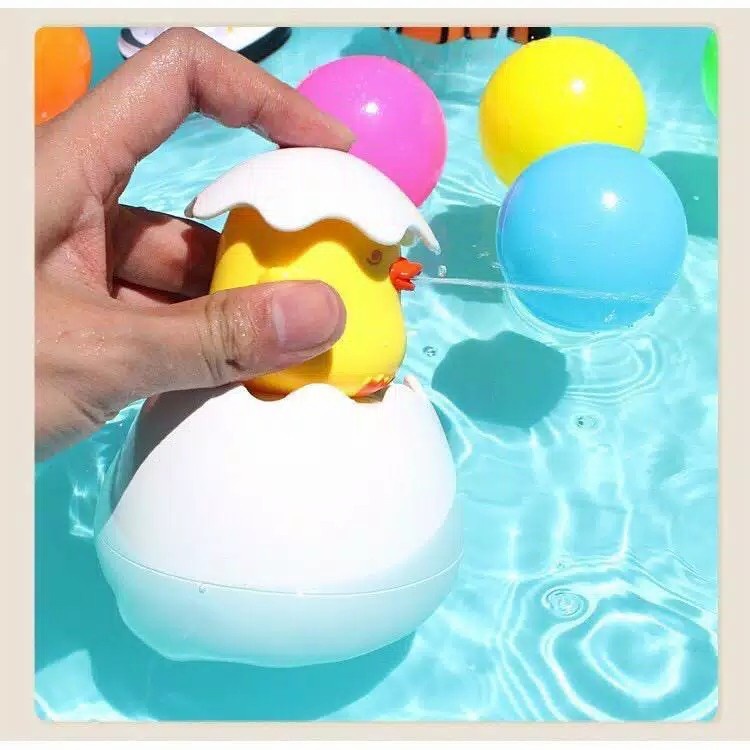 MAINAN ANAK MANDI SEMPROTAN TELUR DINO BEBEK PENGUIN FLOATING EGG BATH TOY SPRAY