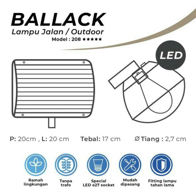 Casing Plastik Lampu Outdoor untuk LED atau Bohlam E27 (Material Berkualitas) tipe 208od