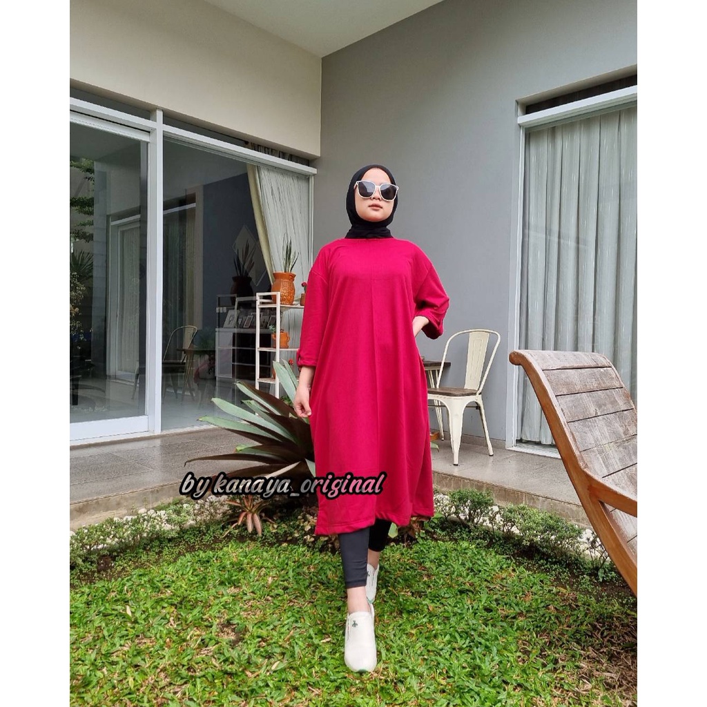 Kanaya long basic Oversize long tunik terbaru long tunik kaos polos fashion wanita kekinian korean s
