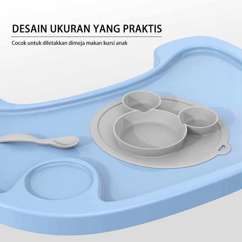 Piring Makan Bayi Bahan Silicon Antislip / Piring Anti tumpah