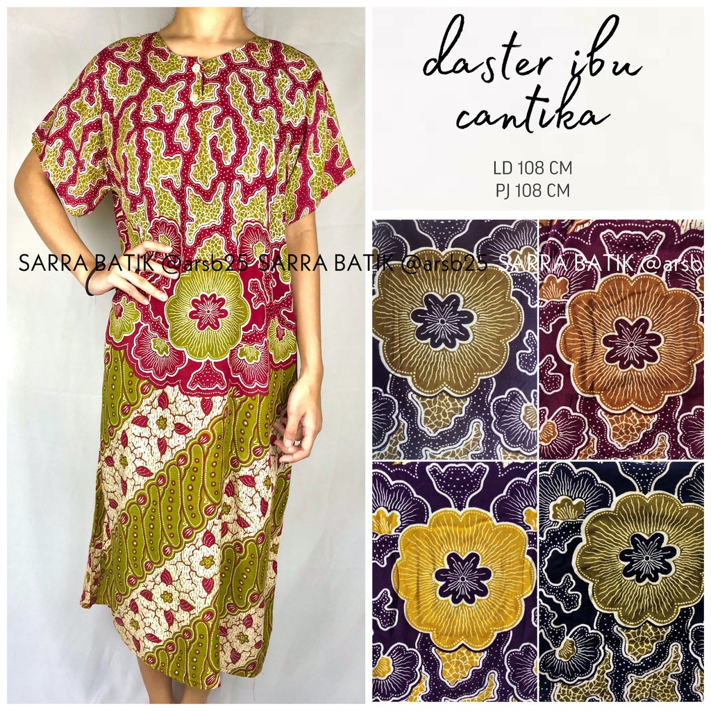 Daster Ibu Cantika Jumbo Cap LD 108 Santung Santai Batik Daster Dirumah Aja Stay At Home Casual