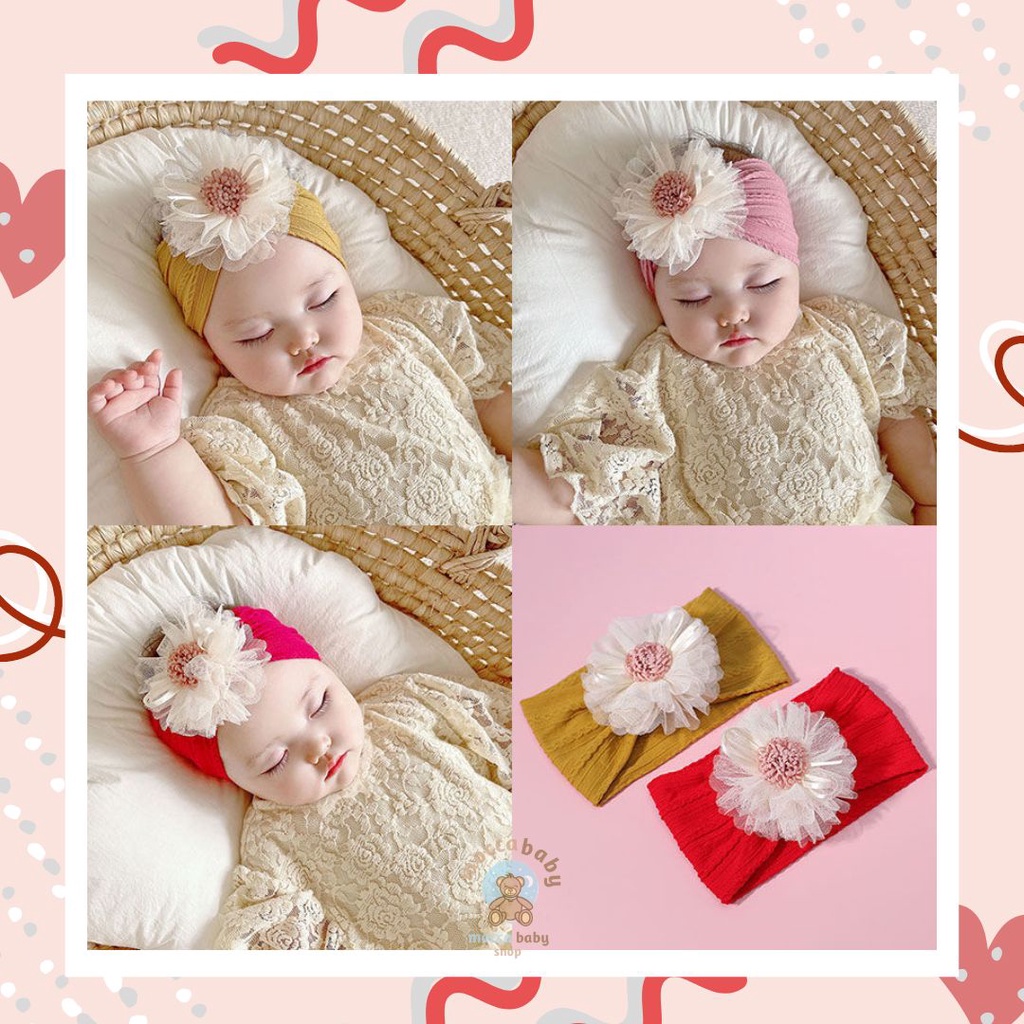 MBSS - Baby Headband CREAMY FLOWER Motif Bunga / Bando Bayi / Headwrap / Headband Bayi