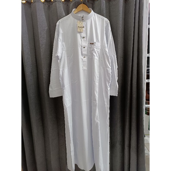 Jubah Gamis Pria Al-Wafa/AWF Jumbo Big Size Besar Lengan Panjang Putih Polos Super Gold
