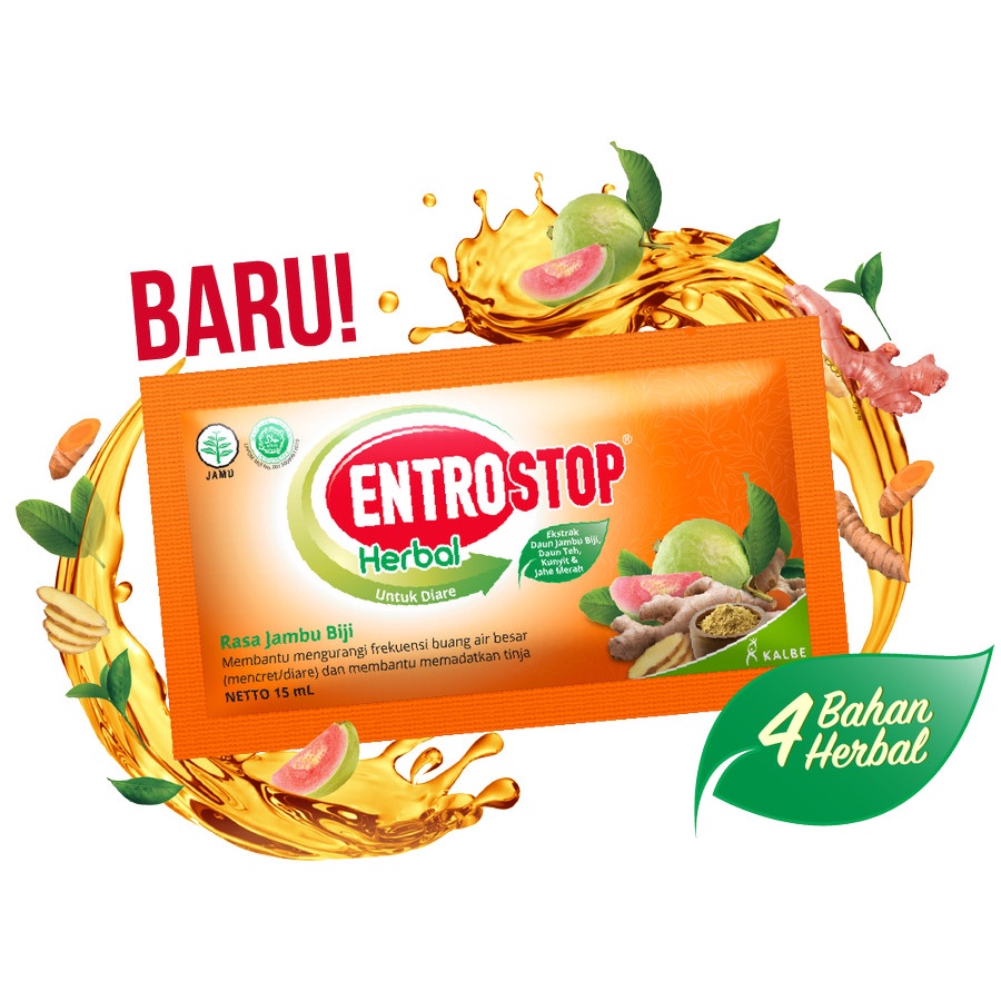 Entrostop Cair Herbal Obat Diare Mencret Praktis Box 6 Sachet @ 15 ml