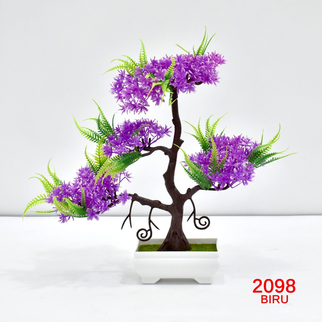 COD / TF11 TANAMAN BUNGA BONGSAI HIAS POT TANAMAN DEKORASI RUMAH BUNGA PLASTIK IMPORT P2098-BIRU