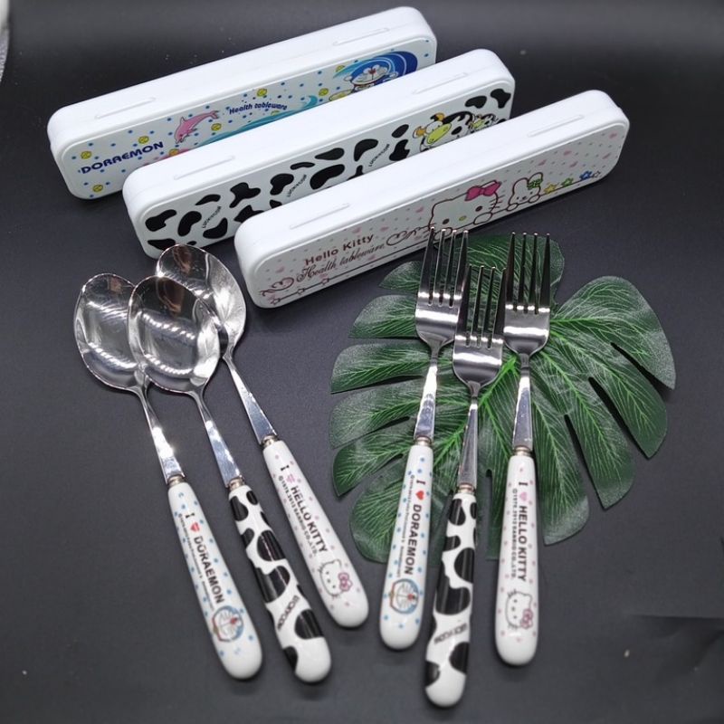 Sendok Garpu Karakter Set Stainless - Alat Makan Set Anak / Dewasa