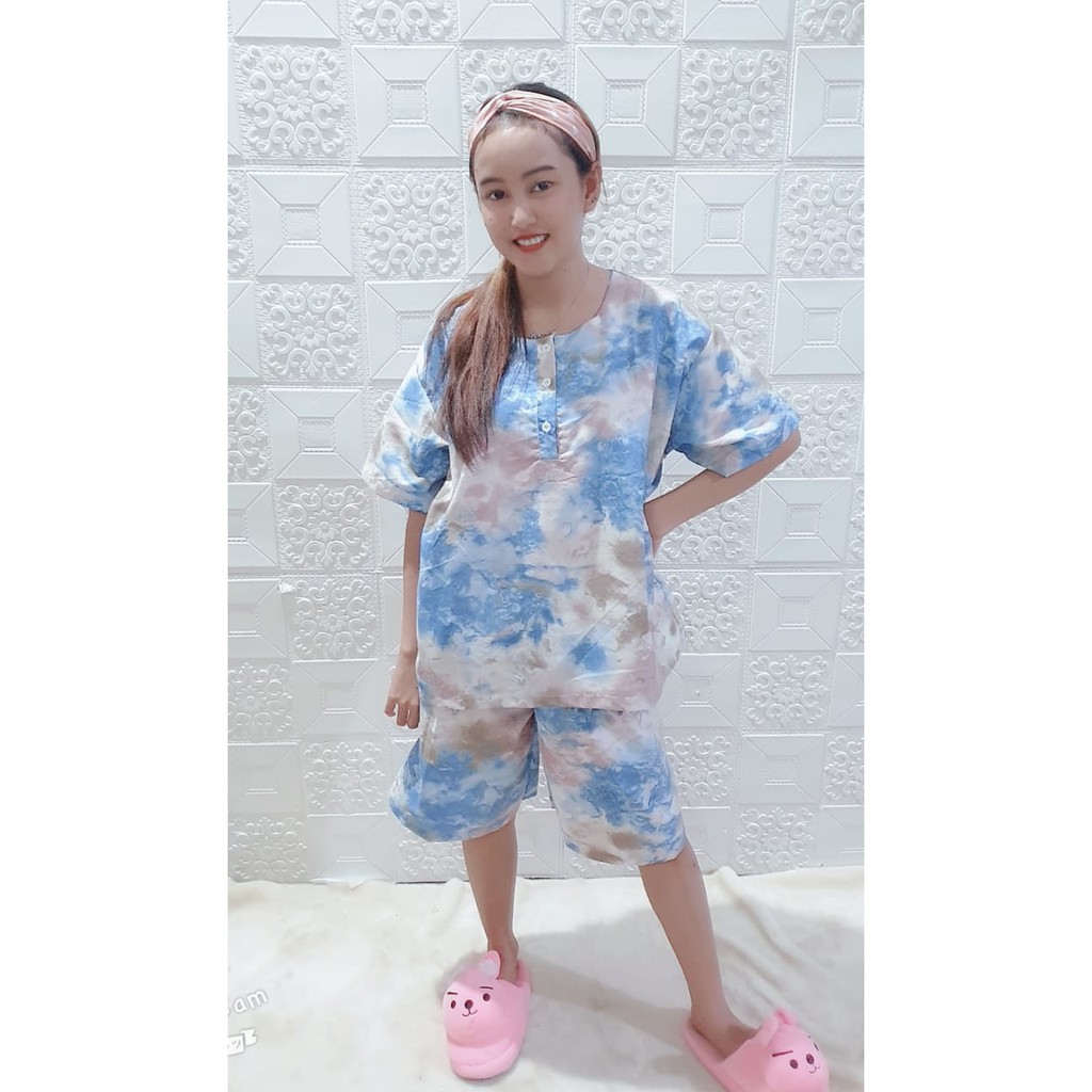 Setelan Jumbo Santai Cantik Motif (Ld 120 cm)