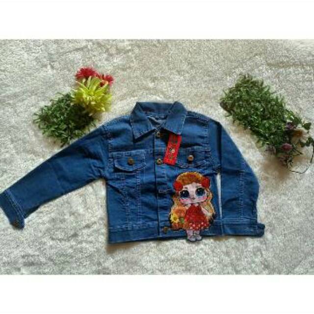 Jaket jeans LOL LED (1) size 1-10 tahun