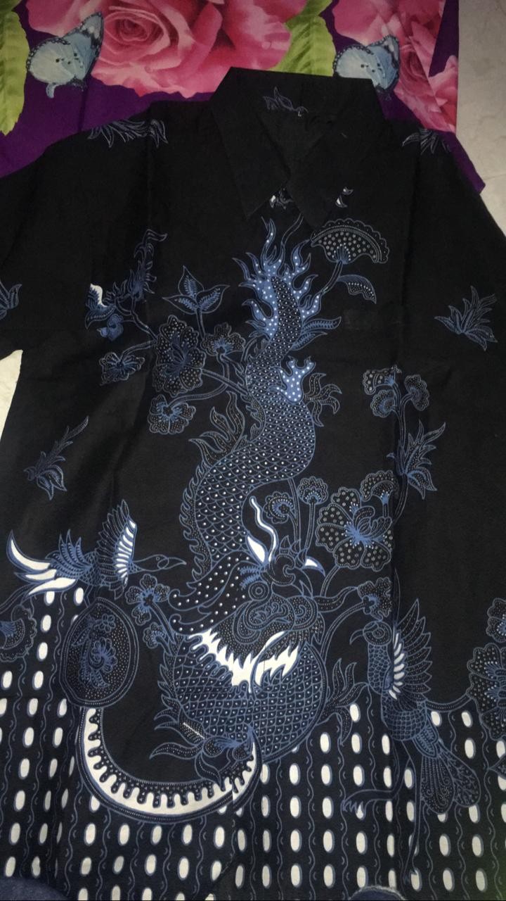 Naga Biru Nareswari Kemeja Batik Pria Lengan Panjang Katun Full Furing Batik Warna Biru