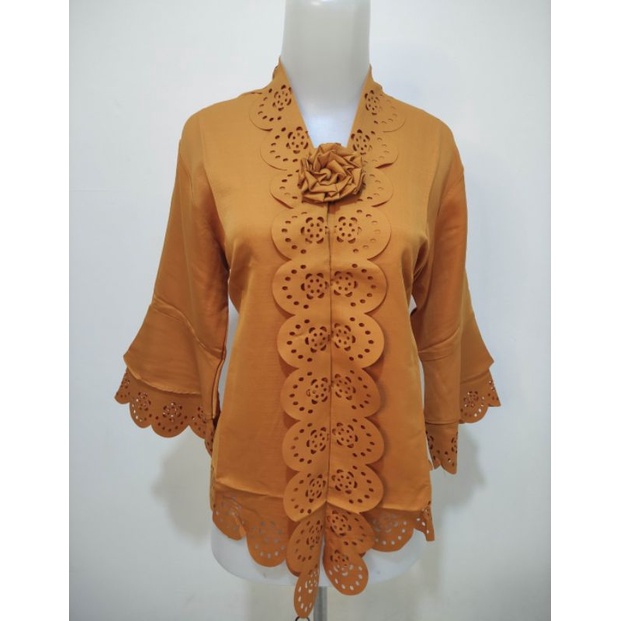 Atasan Kebaya Modern Mewah Warna Kuning Mustard  / Kebaya Wisuda Elegan / Kebaya Moderen Terbaru / Kebaya akad Nikah / Kebaya Remaja Dewasa Terbaru Aldora-2