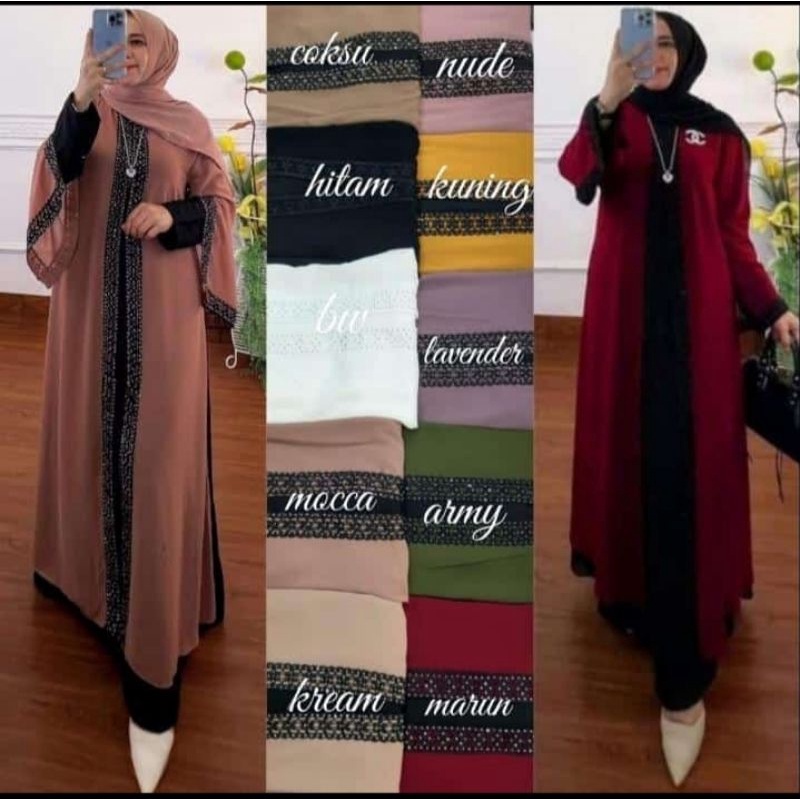Abaya /Gamis jetblack mix ceruty babydoll