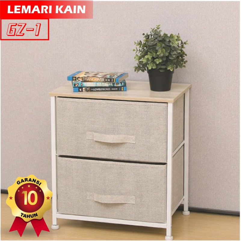 Lemari 3 Laci Kain Linen Rak Penyimpanan Lemari Sisi Ranjang Estetik Lemari Portable Ruang Tamu 2-4 susun Rak serbaguna