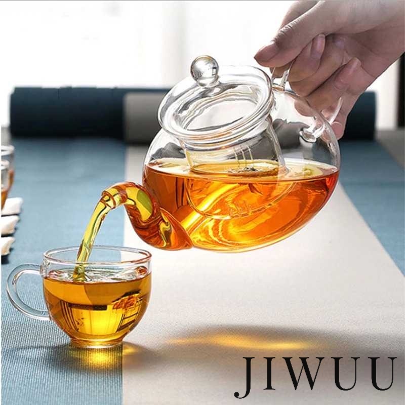 Teko Kaca Teh 400ml - Clear Glass Kettle Tea - Saringan Teh Kaca - Soda Lime Glass Teapot Teko Teh D