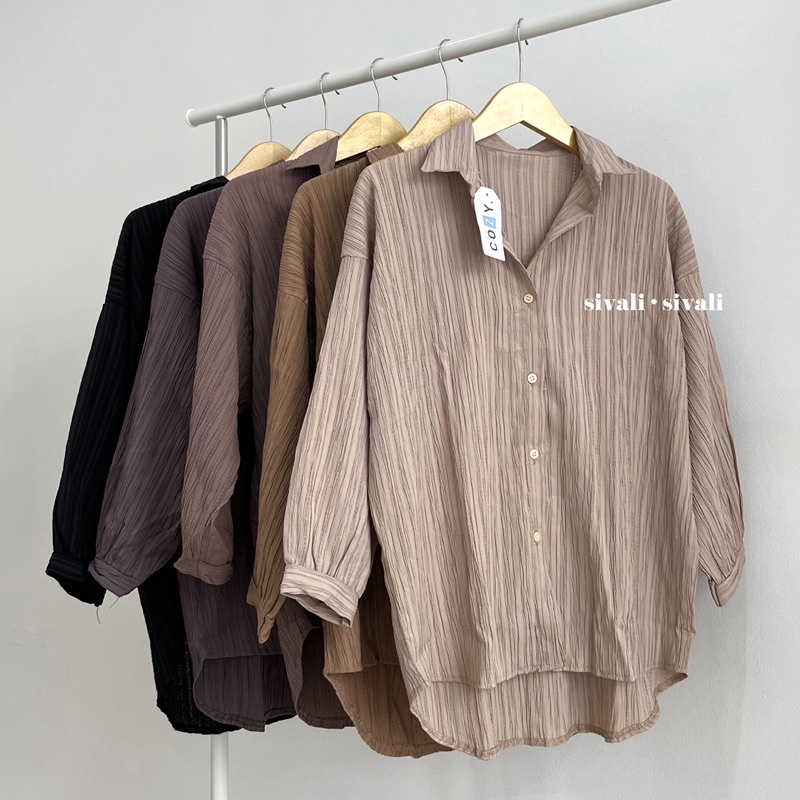 SIVALI Ha-ri Shirt | Kemeja Wanita Oversize - Basic Shirt Kemeja Polos