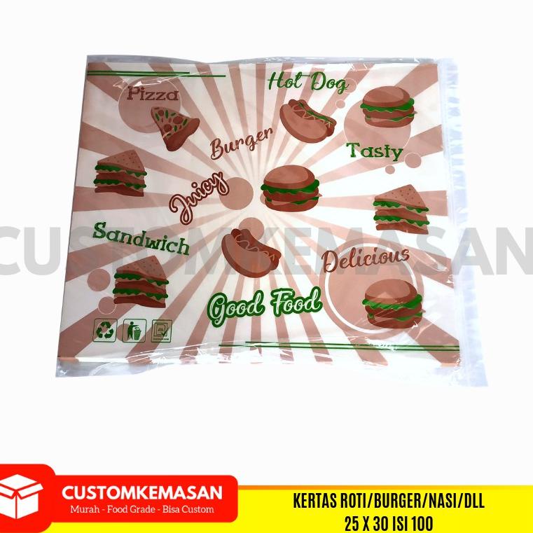 

BIG PROMO Kertas Pembungkus burger, Kertas Nasi, Kertas Roti ,Kertas Nasi KFC Anti Minyak, Anti Panas