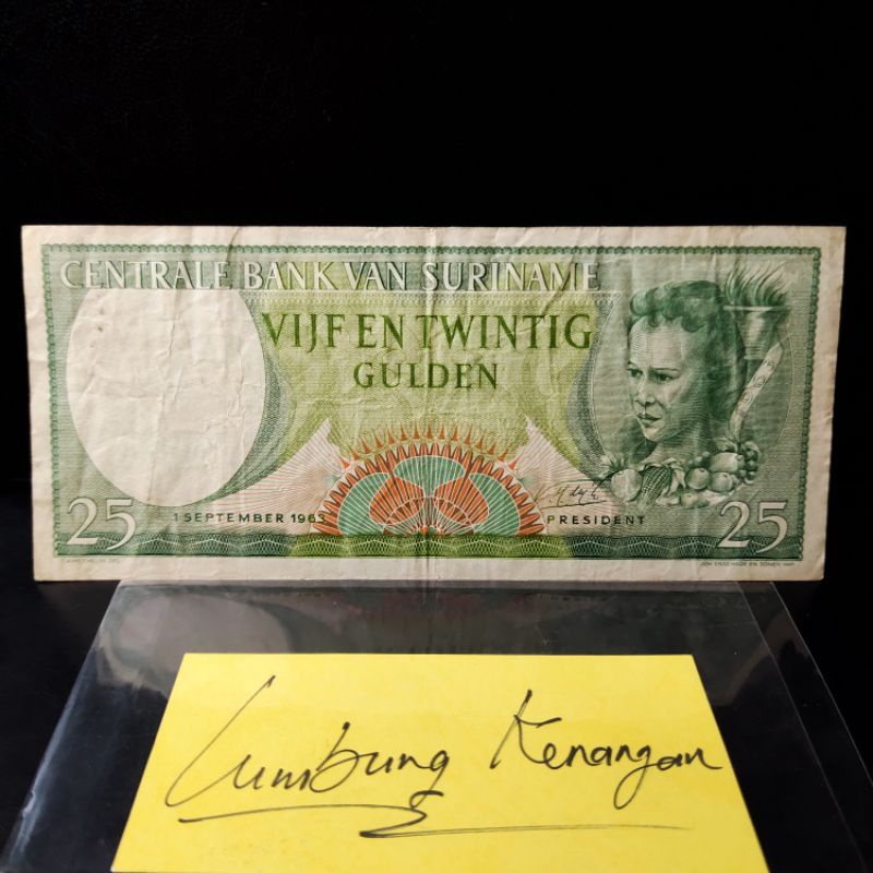 uang asing Suriname 25 gulden 1963 UA4LK