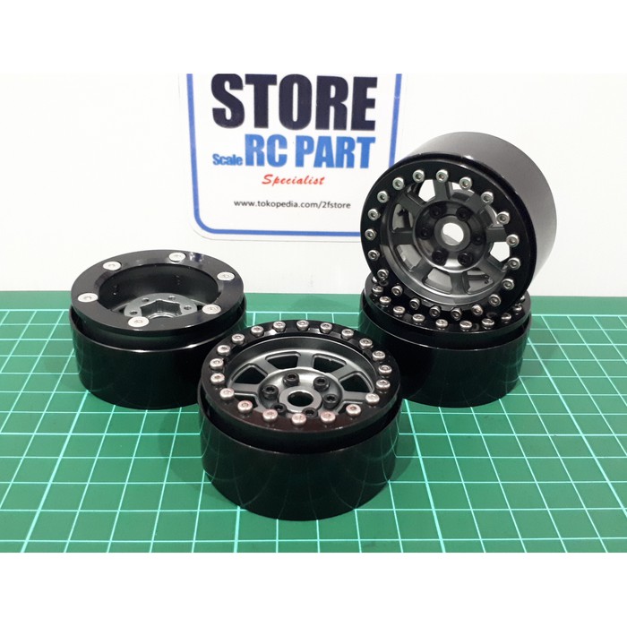 Velg Aluminium Alloy Beadlock 1,9Inch Black/Gun Metal Rc 1/10 4 Pcs Ze33821