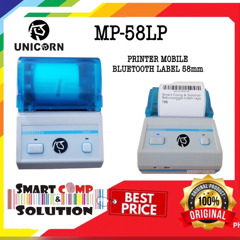 PRINTER STIKER LABEL THERMAL PORTABLE 58MM MP-58LP (USB+BLUETOOTH) PUTIH / WHITE