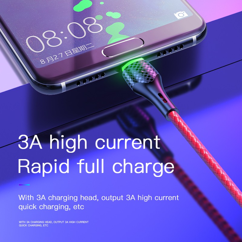 Kabel Data / Charger Micro Usb / Type C 8pin 3A Fast Charging Untuk Smartphone