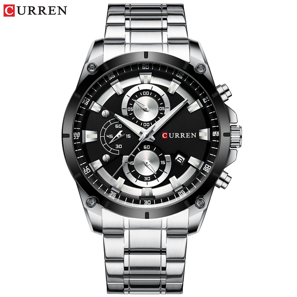 CURREN 8360 Jam Tangan Pria Analog Stainless Steel Chronograph Aktif WATCHKITE WKOS