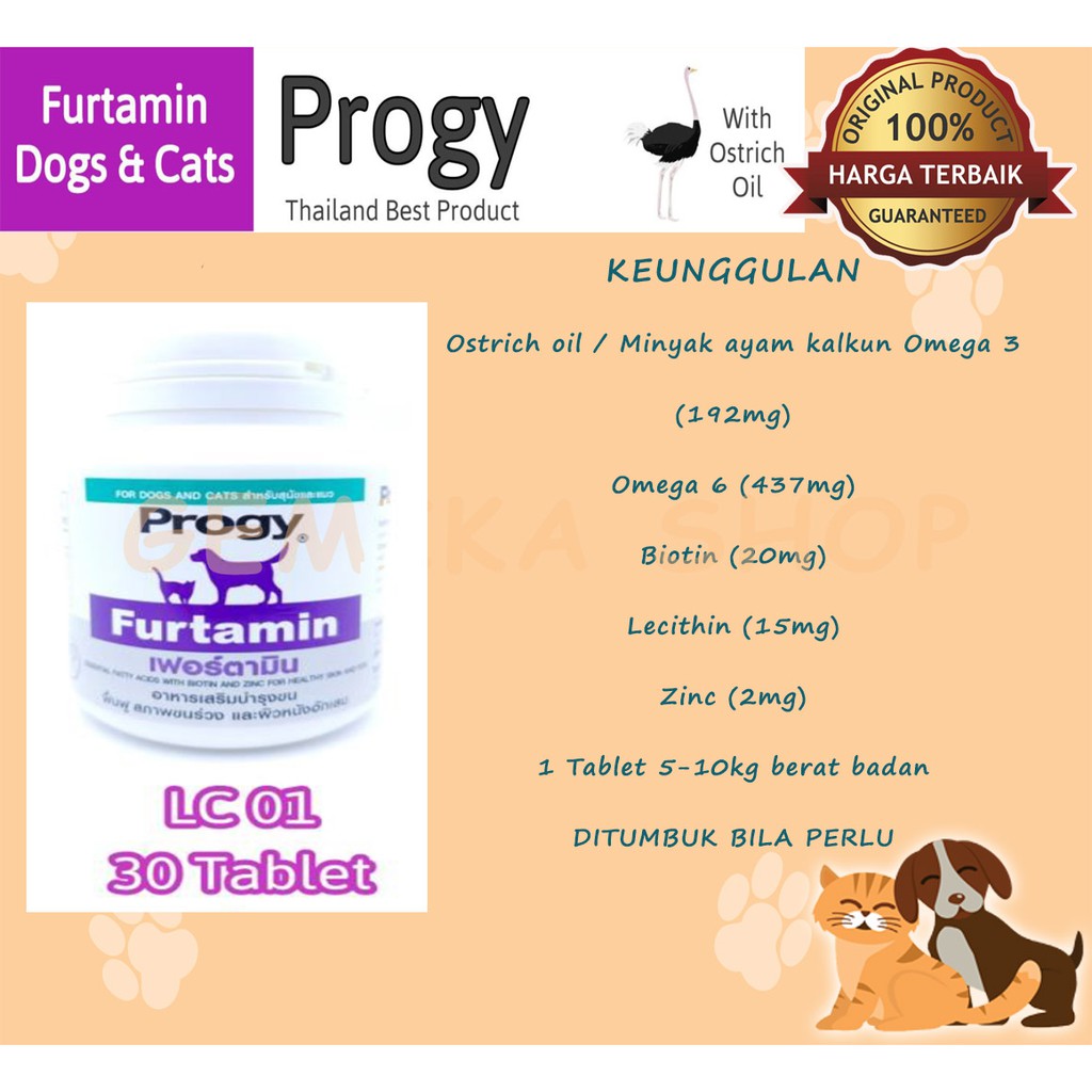 Progy Furtamin 30 tablets - Vitamin Bulu Anjing