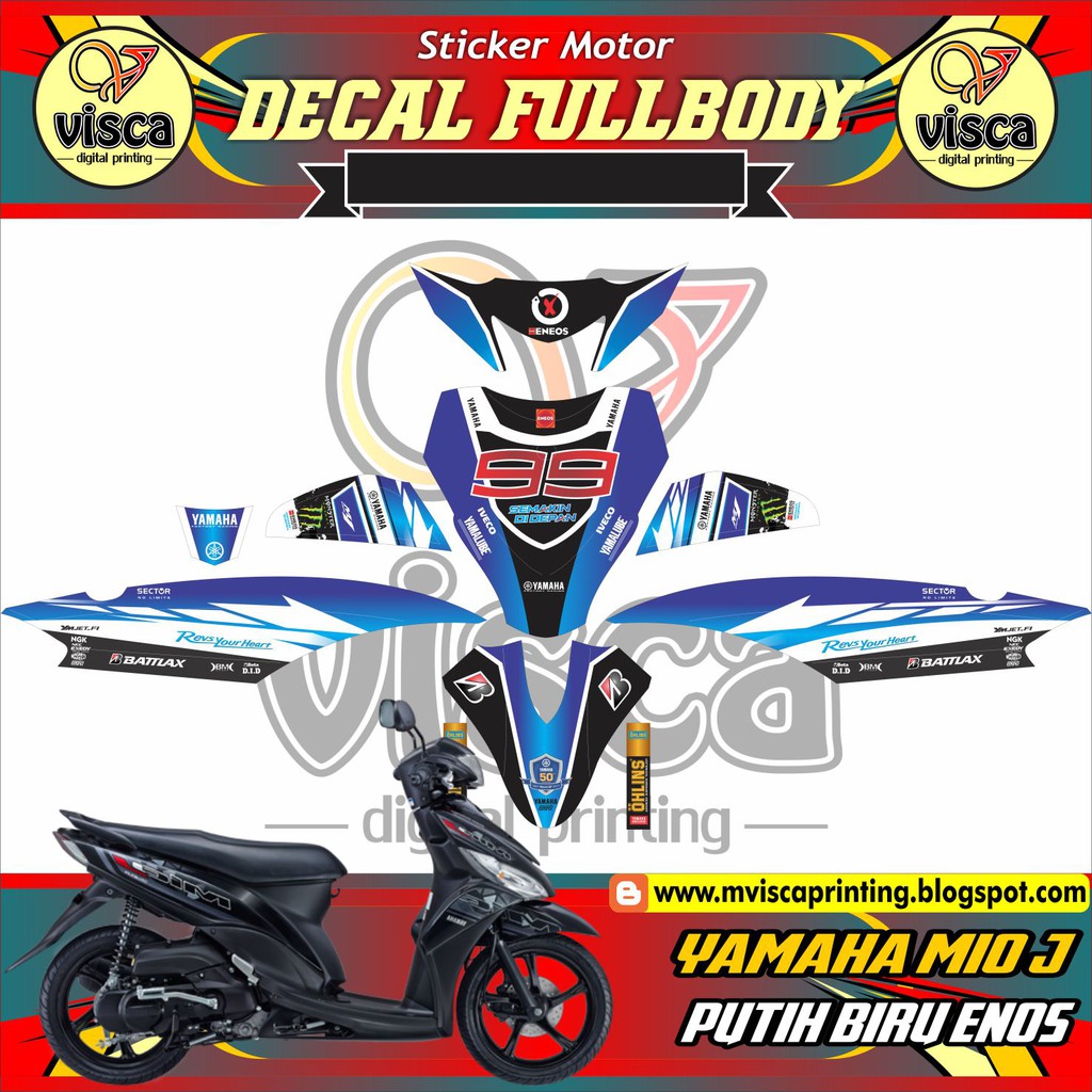 Jual Stiker Variasi Motor Yamaha MIO J PUTIH BIRU ENOS Indonesia Shopee Indonesia