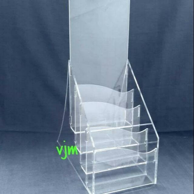 

Acrylic tempat brosur ukuran folio:3 4susun