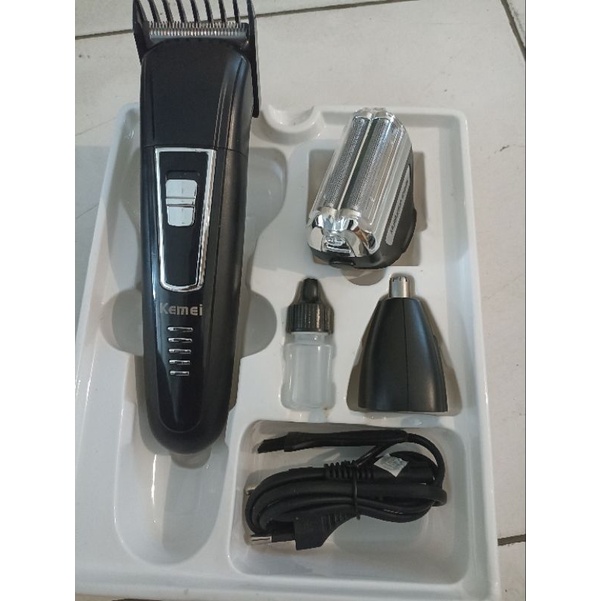 Alat cukur rambut kemei 3 in 1 barber salon 3 jarak sisir hair timmer clipper jenggot bulu km 6558 Pria Cowok km-6558 Kuat dibandung 1407