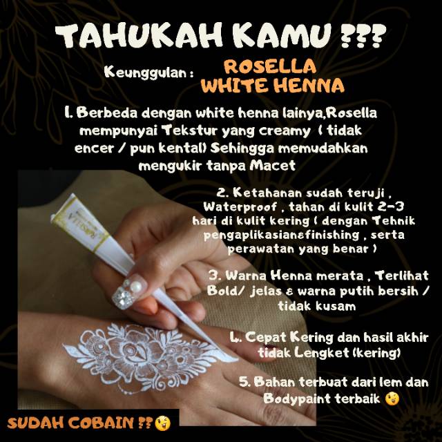 100gr ROSELLA WHITE HENNA , Henna putih waterproof