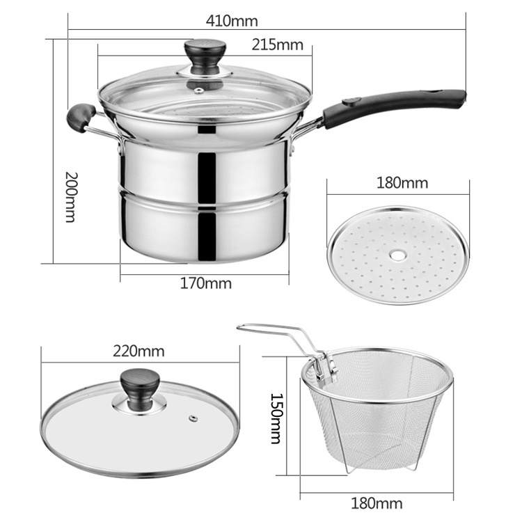 PANCI MIE 3in1 SERBAGUNA/Noodle Pot Stainless/Panci Penggorengan Mie/ Kentang Multifungsi 3in1