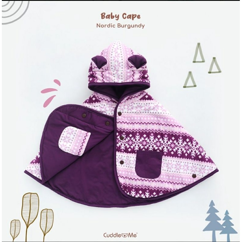 CUDDLEME BABYCAPE SELIMUT JAKET BOLAK BALIK MANTEL KOREA KADO BAYI-Nordic burgundy