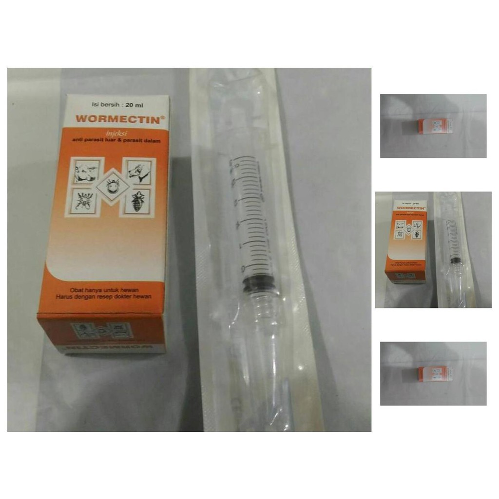 obat suntik injeksi anjing kucing kutu jamur cacing wormectin 20 ml