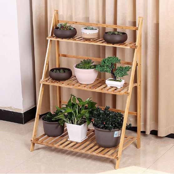 RAK BUNGA KAYU LIPAT 3 SUSUN PLANTS WOODEN RACK Shopee 