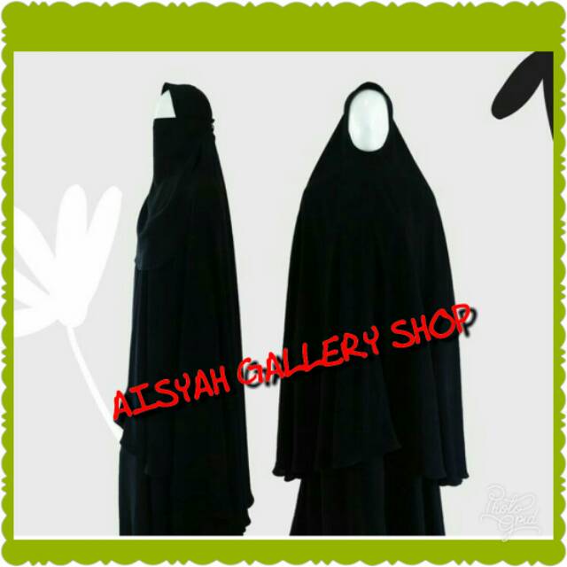 Jilbab Khimar Syar'i Non pet jet black