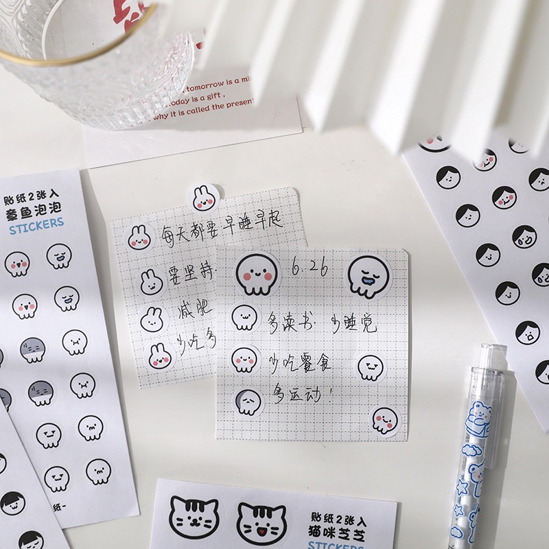 [2Pcs] Face Emoticon Deco Stickers / Stiker Tempel Muka Wajah Emoji Lucu Unik