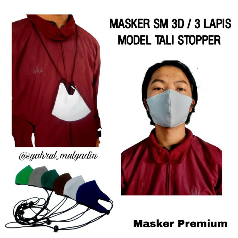 masker kain Sm |model 3D tali stopper |masker 3 lapis 3 ply | masker fashion | Masker kekinian