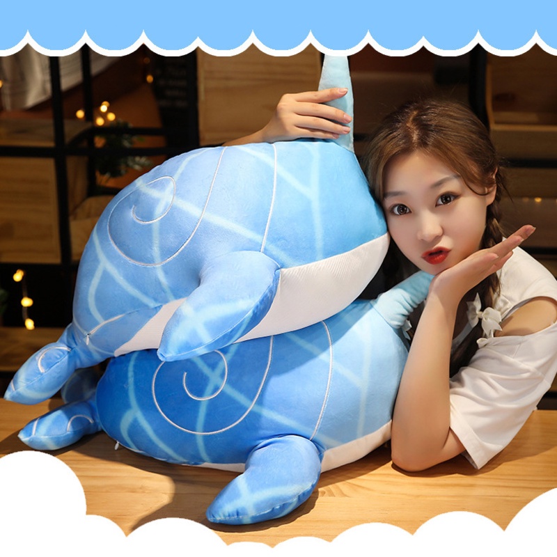 70cm Genshin Impact Whale Mainan Stuffed Toy Boneka Plush Dolls Throw Pillow Toys Cartoon Gift