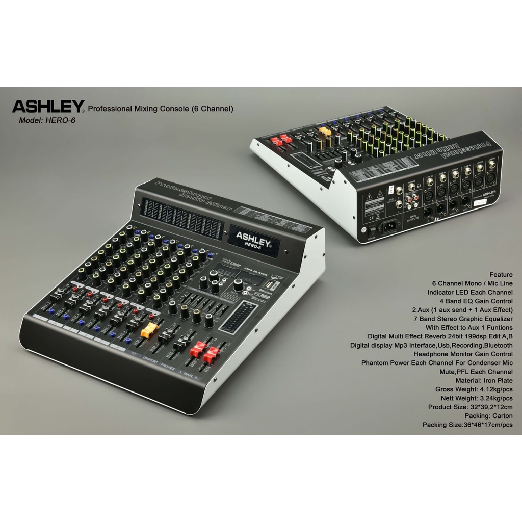 Mixer ASHLEY HERO6 / HERO-6 / HERO6 6 CHANNEL ORIGINAL